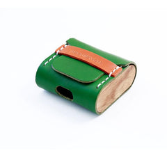 Best Green Leather AirPods Pro Case with Wristlet Strap Custom Leather Wood AirPods Pro Case Airpod Case Cover - iwalletsmen