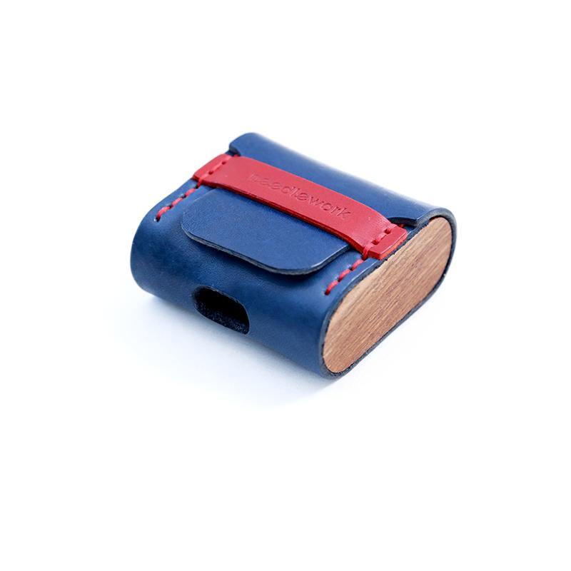 Best Blue Leather AirPods Pro Case Custom Leather Wood AirPods 1&2 Case Airpod Case Cover Personalised Airpod Case - iwalletsmen