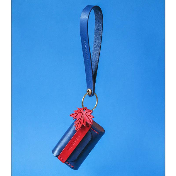 Best Blue Leather AirPods Pro Case with Wristlet Strap Custom Leather Wood AirPods Pro Case Airpod Case Cover - iwalletsmen