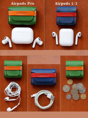 Best Blue Leather AirPods Pro Case Custom Leather Wood AirPods Pro Case Airpod Case Cover Personalized Airpod Case - iwalletsmen