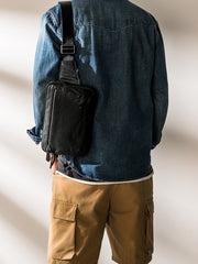 Black Leather Mens Fanny Pack Waist Bag Best Leahter Hip Pack for Men