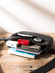 Black Leather Mens Fanny Pack Waist Bag Best Leahter Hip Pack for Men