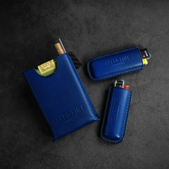 Best Blue Leather Cigarette Case Leather Cigarette Pack Case With Leather Lighter Covers For Men