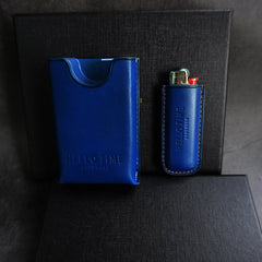 Best Blue Leather Cigarette Case Leather Cigarette Pack Case With Leather Lighter Covers For Men