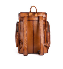 Best Black Leather Mens Satchel Backpack Barrel 15'' Laptop Rucksack Vintage School Backpack For Men
