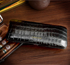 Best Leather&Cedar Mens 3pcs Cigar Cases Alligator Pattern Leather Cigar Cases for Men