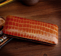 Best Leather&Cedar Mens 4pcs Cigar Cases Alligator Pattern Leather Cigar Cases for Men