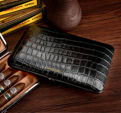 Best Leather&Cedar Mens 3pcs Cigar Cases Alligator Pattern Leather Cigar Cases for Men