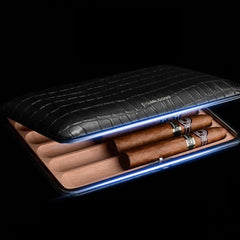 Best Leather&Cedar Mens 4pcs Cigar Cases Alligator Pattern Leather Cigar Cases for Men