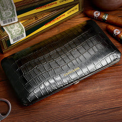 Best Leather&Cedar Mens 4pcs Cigar Cases Alligator Pattern Leather Cigar Cases for Men