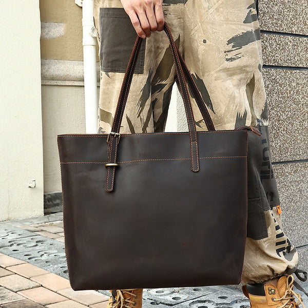 Best Men Vintage Leather Tote Bag Shoulder Tote Handbag For Men