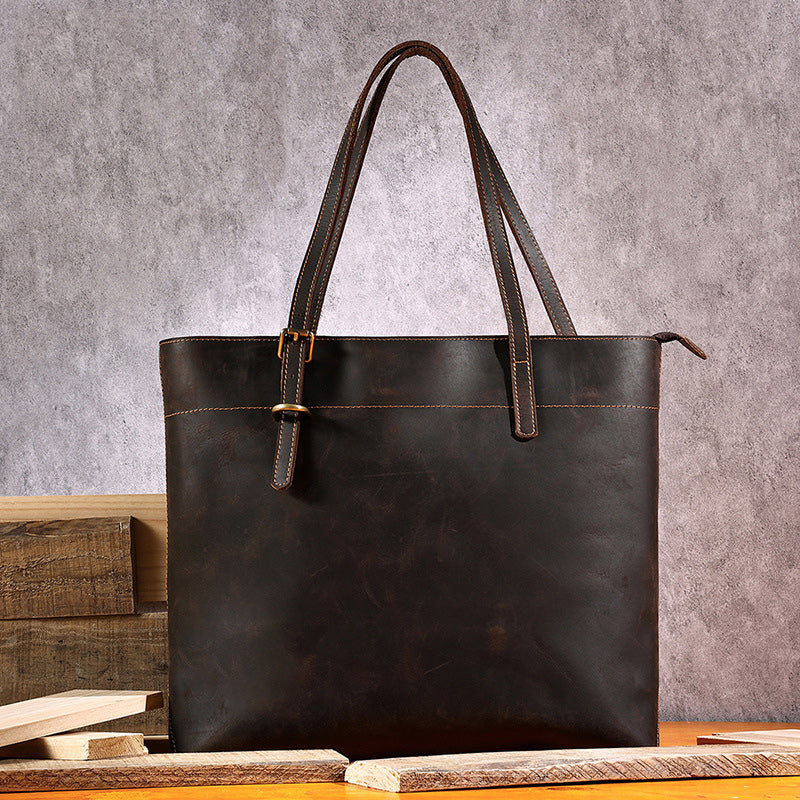 Best Men Vintage Leather Tote Bag Shoulder Tote Handbag For Men
