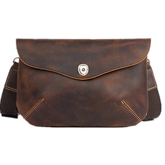 Brown Leather Men's Small Side Bag Best iPad Messenger Bags For Men