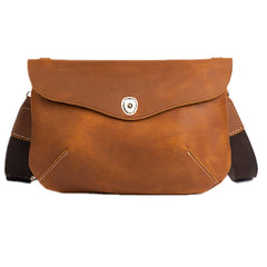 Brown Leather Men's Small Side Bag Best iPad Messenger Bags For Men