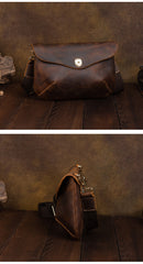 Brown Leather Men's Small Side Bag Best iPad Messenger Bags For Men