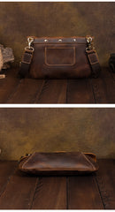 Brown Leather Men's Small Side Bag Best iPad Messenger Bags For Men
