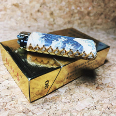 Bic Leather Lighter Case The Great Wave of Kanagawa Leather Bic Lighter Holder Leather Bic Lighter Covers For Men - iwalletsmen