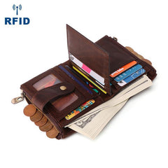 Bifold Leather Mens Dark Brown Small Wallet billfold Wallet Driver's License Wallet for Men - iwalletsmen