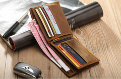 Bifold Leather Mens Wallet Small Wallet billfold Wallet Driver's License Wallet for Men - iwalletsmen