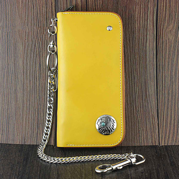 Cool Leather Men's Long Wallet with Chain Biker Chain Wallet Biker Wallet For Men - iwalletsmen