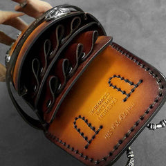 Black Badass Mens Leather Waist Bag Side Bag Red Hairstylist Tool Barber Pouch Blue Scissor Case for Men - iwalletsmen
