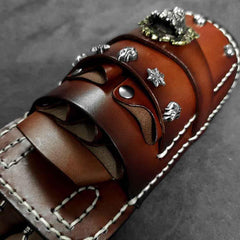 Black Badass Mens Leather Waist Bag Side Bag Brown Hairstylist Tool Barber Pouch Coffee Scissor Case for Men - iwalletsmen