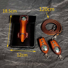 Black Badass Mens Leather Waist Bag Side Bag Brown Belt Bag Belt Pouch Purse for Men - iwalletsmen