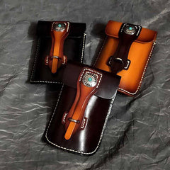 Black Badass Mens Leather Waist Bag Side Bag Brown Belt Bag Belt Pouch Purse for Men - iwalletsmen