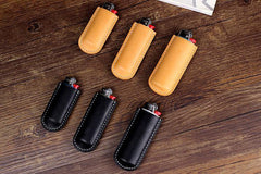 Black Bic j3 j5 j6 Leather Lighter Case Leather Bic j3 j5 j6 Lighter Holder Leather Bic j3 j5 j6 Lighter Covers For Men - iwalletsmen