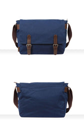 Black Canvas Leather Mens School Bag Messenger Bags Navy Blue Canvas Courier Bag for Men - iwalletsmen