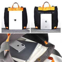 Black Canvas Leather Mens Tote Shoulder Bag Messenger Bag Gray Tote Handbag For Men and Women - iwalletsmen