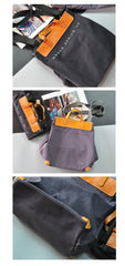 Black Canvas Leather Mens Tote Shoulder Bag Messenger Bag Gray Tote Handbag For Men and Women - iwalletsmen