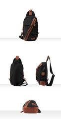 Black Canvas Sling Backpack Men's Sling Bag Green Chest Bag Canvas One shoulder Backpack For Men - iwalletsmen