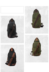 Black Canvas Sling Backpack Men's Sling Bag Green Chest Bag Canvas One shoulder Backpack For Men - iwalletsmen