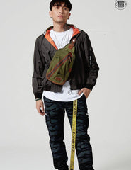 Black Canvas Sling Backpack Men's Sling Bag Green Chest Bag Canvas One shoulder Backpack For Men - iwalletsmen