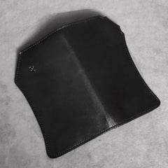 Black Casual Leather Mens Bifold Long Wallet Biker Wallet Black Long Chain Wallet For Men - iwalletsmen