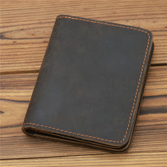 Black Coffee Mens Leather License Wallet Card Wallet Front Pocket Wallet for Men