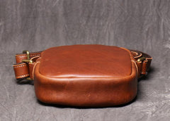 Black Leather Small Zipper Messenger Bag Vertical Side Bag Brown Courier Bag For Men - iwalletsmen