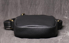 Black Leather Small Zipper Messenger Bag Vertical Side Bag Brown Courier Bag For Men - iwalletsmen