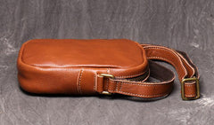 Black Leather Small Zipper Messenger Bag Vertical Side Bag Brown Courier Bag For Men - iwalletsmen