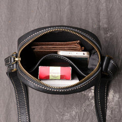 Black Leather Small Zipper Messenger Bag Vertical Side Bag Brown Courier Bag For Men - iwalletsmen