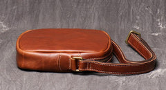 Black Leather Small Zipper Messenger Bag Vertical Side Bag Brown Courier Bag For Men - iwalletsmen