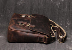 Black Cool Leather 13 inches Small Satchel Messenger Bag Side Bag Courier Bag For Men - iwalletsmen
