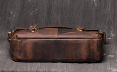 Black Cool Leather 13 inches Small Satchel Messenger Bag Side Bag Courier Bag For Men - iwalletsmen