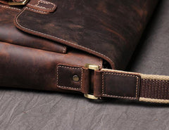 Black Cool Leather 13 inches Small Satchel Messenger Bag Side Bag Courier Bag For Men - iwalletsmen