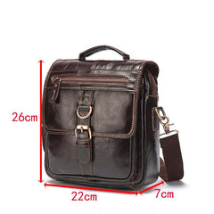 Black Leather Mens Small Vertical Messenger Bag Vertical Black Side Bags Small Handbag For Men - iwalletsmen