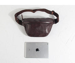 Black Cool Leather Men Small Fanny Pack Waist Bag Hip Pack Tan Belt Bag Bumbag for Men - iwalletsmen