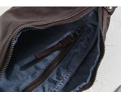 Black Cool Leather Men Small Fanny Pack Waist Bag Hip Pack Tan Belt Bag Bumbag for Men - iwalletsmen