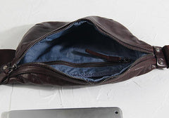 Black Cool Leather Men Small Fanny Pack Waist Bag Hip Pack Tan Belt Bag Bumbag for Men - iwalletsmen