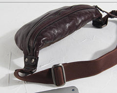 Black Cool Leather Men Small Fanny Pack Waist Bag Hip Pack Tan Belt Bag Bumbag for Men - iwalletsmen